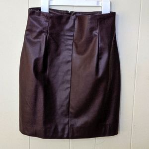 zipper back Brown leather body cam skirt